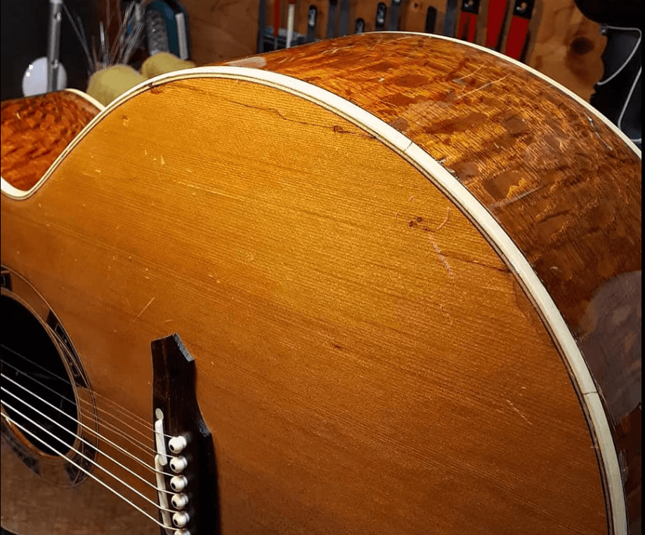 Crack repaired on this Takamine Guitar